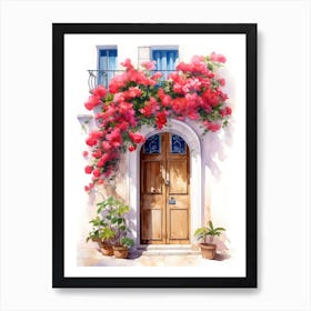 Valencia, Spain   Mediterranean Doors Watercolour Painting 3 Art Print