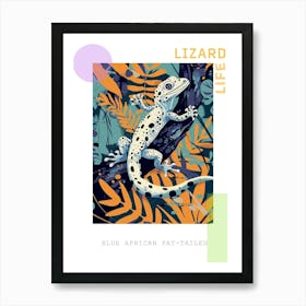 Blue African Fat Tailed Gecko Abstract Modern Illustration 1 Poster Art Print
