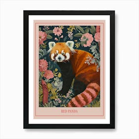 Floral Animal Painting Red Panda 4 Poster Art Print