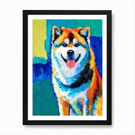 Akita Fauvist Style Dog Art Print