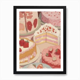 Strawberry Cake Art Print