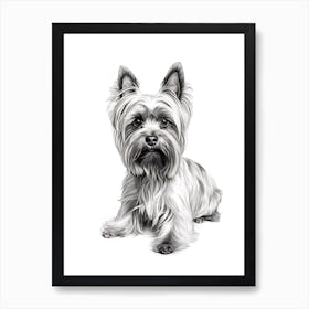 Yorkshire Terrier Dog, Line Drawing 3 Art Print