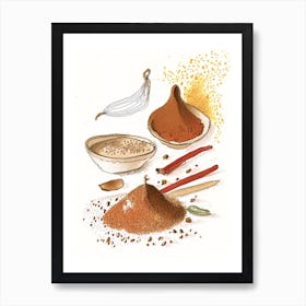 Chili Powder Spices And Herbs Pencil Illustration 2 Art Print