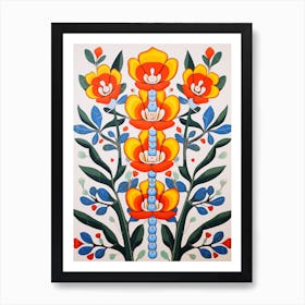 Flower Motif Painting Freesia Art Print