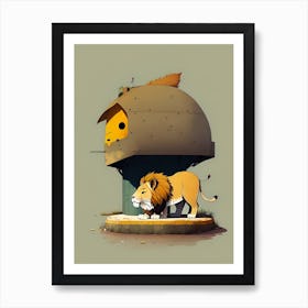 Lion On A Rocket Art Print