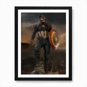 Captain America In A Pixel Dots Art Style Art Print