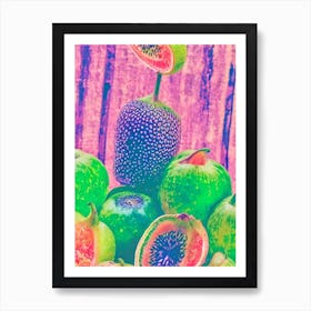 Feijoa 1 Risograph Retro Poster Fruit Art Print