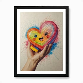 Colorful Heart In Hand Art Print