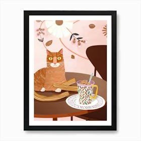 Cat And Churros 1 Art Print