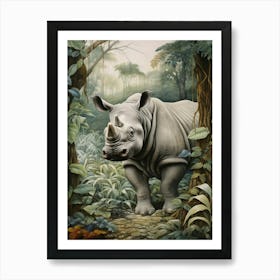 Grey Rhino Exploring Nature 3 Art Print
