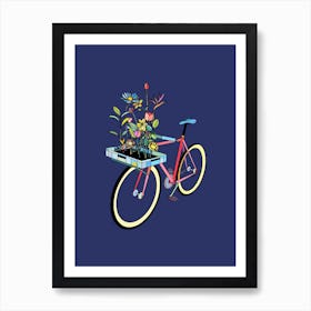 Bike And Flowers Art Print