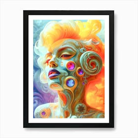 Celestial Reverie: A Psychedelic Portrait Of A Woman Poster