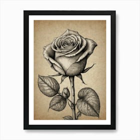 Rose Drawing Art Print