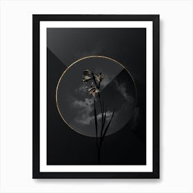 Shadowy Vintage Painted Lady Botanical in Black and Gold Art Print