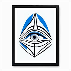 Psychic Abilities, Symbol, Third Eye Blue & White 2 Art Print