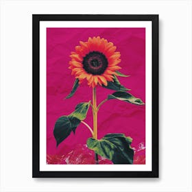 Sunflower Bold Magenta Collage Art Print