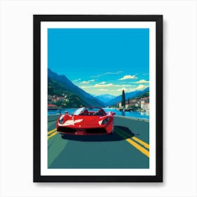 A Ferrari Enzo Car In The Lake Como Italy Illustration 4 Art Print