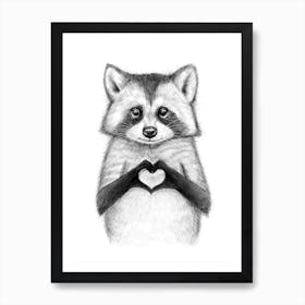 Raccoon With Heart Art Print