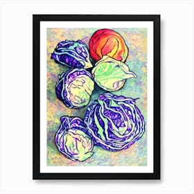 Red Cabbage Fauvist vegetable Art Print