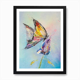 Butterfly On Flower Art Print