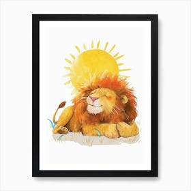 African Lion Resting In The Sun Clipart 4 Art Print