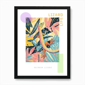 Colourful Rainbow Lizard Modern Abstract Illustration 3 Poster Art Print