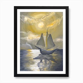 Sailboat At Sunset 1 Art Print