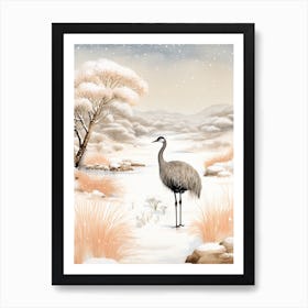 Winter Bird Painting Ostrich 3 Art Print