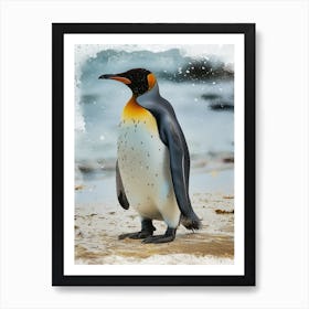 King Penguin Floreana Island Colour Block Painting 4 Art Print