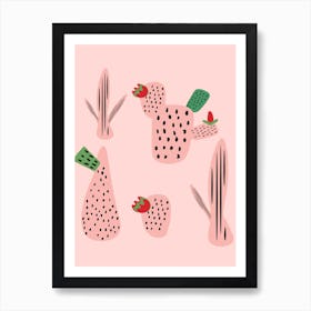 Mid Mod Cactus Pink Art Print