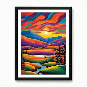 Sunset In The Mountains Art Print