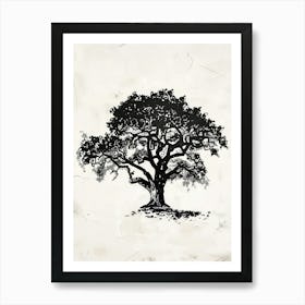 Pecan Tree Simple Geometric Nature Stencil 1 Art Print