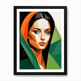 Geometric Woman Portrait Pop Art (54) Art Print
