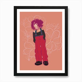 Girl In Overalls Art Print