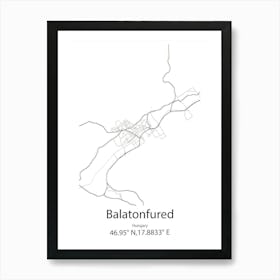 Balatonfured,Hungary Minimalist Map Art Print