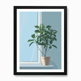 Potted Plant On Window Sill 1 Art Print