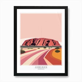 Ayers Rock Australia Color Line Drawing 1 Poster Art Print