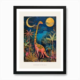 Colourful Dinosaur In The Landscape Painting 2 Poster Art Print