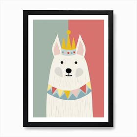 Little Arctic Wolf 2 Wearing A Crown Art Print