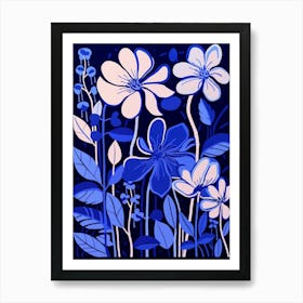 Blue Flower Illustration Honeysuckle 1 Art Print