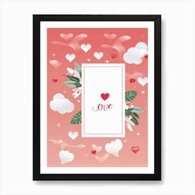 Valentines Day Card Featuring Elegant Modern Typography Showcasing The Word Love Centered Within Art Print