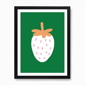 Strawberry Solo Green Art Print