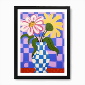 Wild Flowers Blue Tones In Vase 6 Art Print