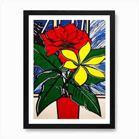 Poinsettia Flower Still Life  2 Pop Art Style Art Print