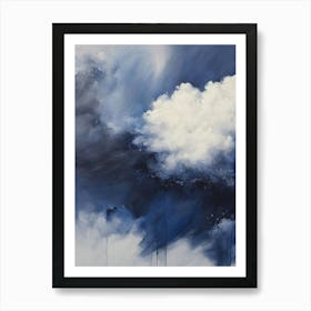 Stormy Cloudy sky blue abstract oil painting Art Print