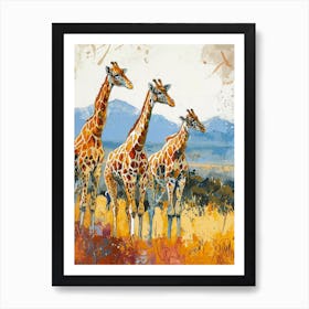 Giraffes Looking Into The Distance 2 Art Print