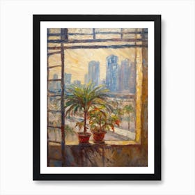 Window View Of Dubai United Arab Emirates Impressionism Style 3 Art Print