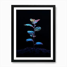 Neon Plant Growing In The Dark 1 Art Print