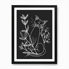 Japanese Bobtail Cat Minimalist Illustration 4 Art Print