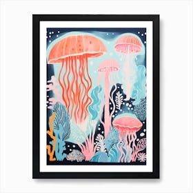 Cute Jelly Fish Illustration Art Print